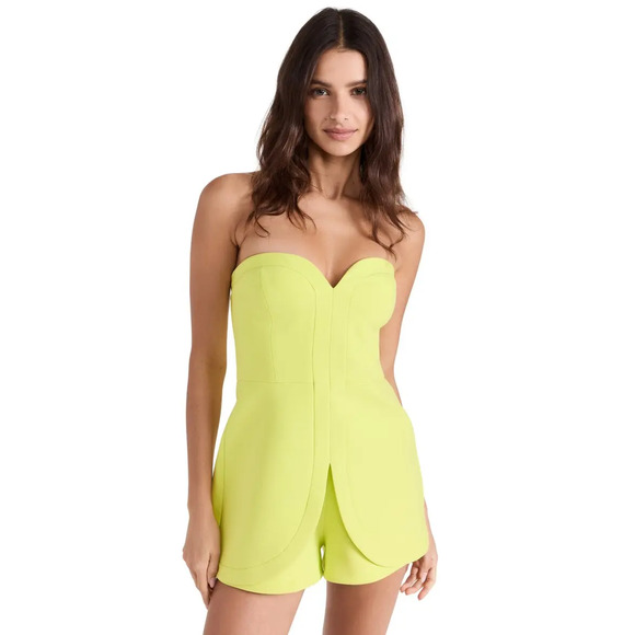 Alexis Bradshaw Strapless Sweetheart Short Romper Chartreuse Women's Size XS - Picture 1 of 6